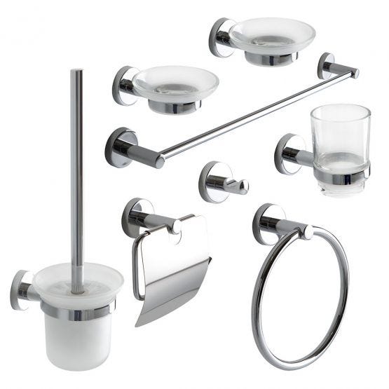 Set completo di accessori per il bagno cromati